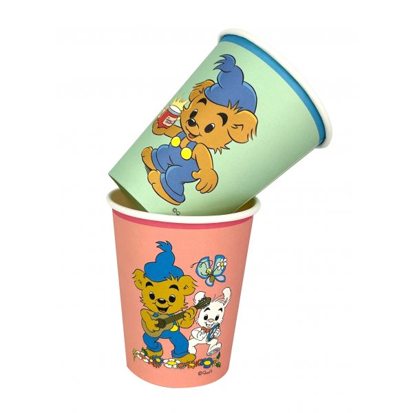 Pappbecher 250ml - 8 Stück - Grün/Rosa - Bamse Kalas Pappbecher 250ml - 8 Stück - Grün/Rosa - Bamse Kalas