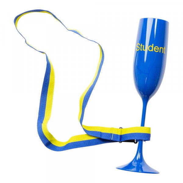Champagnerglas mit Band - Student - Blau