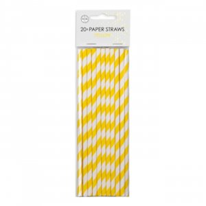 Papierstrohhalme - Gelb gestreift - 20er-Packung Papierstrohhalme - Gelb gestreift - 20er-Packung