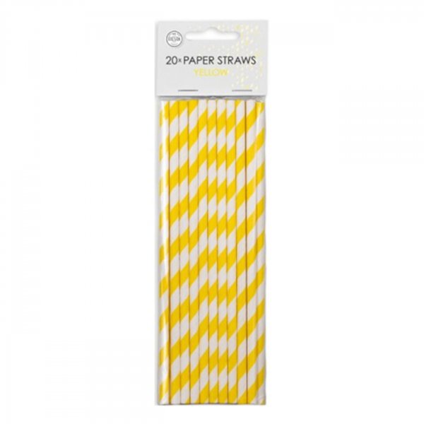 Papierstrohhalme - Gelb gestreift - 20er-Packung Papierstrohhalme - Gelb gestreift - 20er-Packung