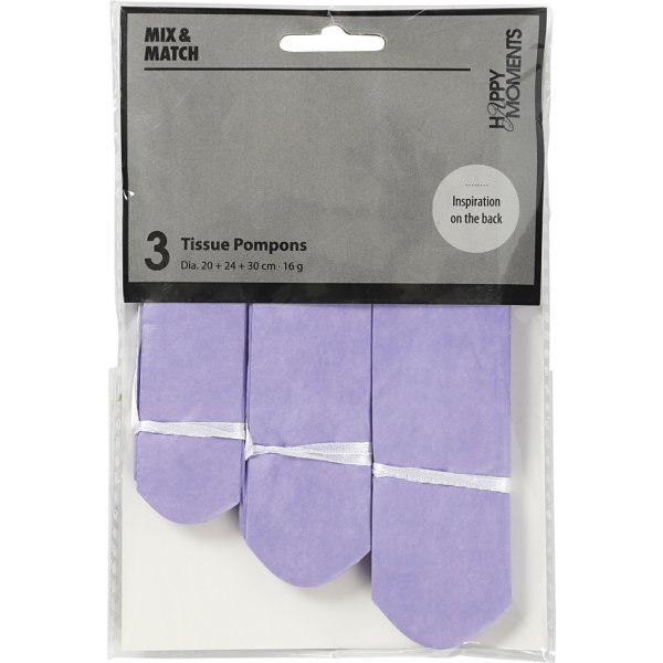 Papierpompons - Lila - Durchm. 20+24+30 cm - 3 Stk