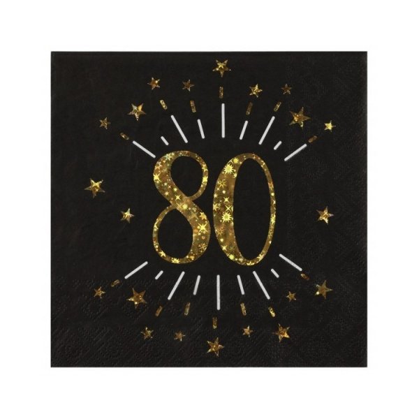 Servietten - 80 Jahre - Schwarz & Gold Servietten - 80 Jahre - Schwarz & Gold
