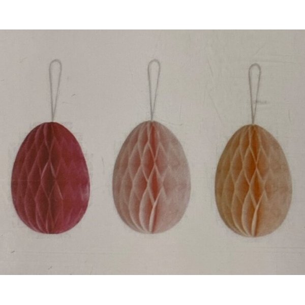 Wabe - Eiform - Rot/Aprikose/Hellrosa - 6 cm - 3er-Pack