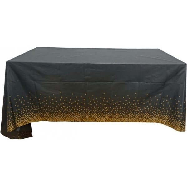 Tischdecke - Schwarz mit goldenen Sternen - PE-Stoff - 2,7 x 1,4 m Tischdecke - Schwarz mit goldenen Sternen - PE-Stoff - 2,7 x 1,4 m