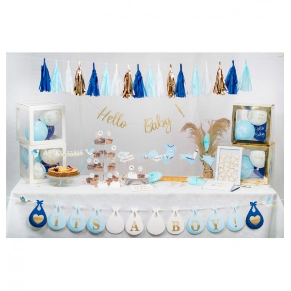 Girlande - Babyparty - Wei�/Hellblau - St�rche