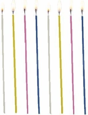 Lange Spaghetti-Kuchenkerzen - Gemischte Farben - 18 Stk Lange Spaghetti-Kuchenkerzen - Gemischte Farben - 18 Stk
