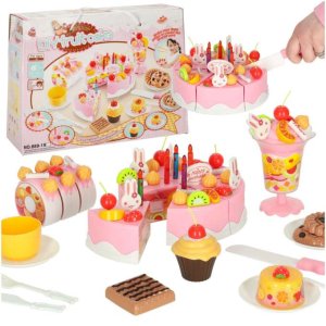 Kuchenspielzeug mit Klettverschluss, 75 Teile, Rosa