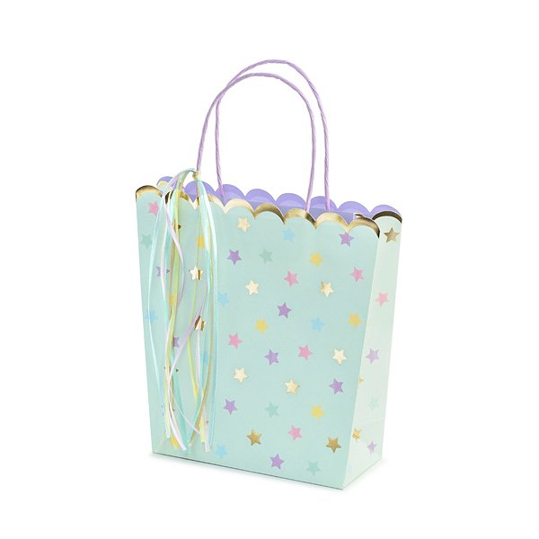 Geschenktüte mit Schleife - Sterne - Mint