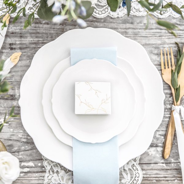 Geschenkboxen - Zweige - Weiß/Gold - 10er-Pack Geschenkboxen - Zweige - Weiß/Gold - 10er-Pack