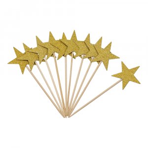 Tortenaufs�tze - Sterne - Goldglitzer - 10er-Pack