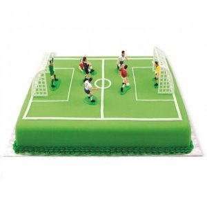Tortendekorationsset - Fußballthema mit Marzipan und Tortenfiguren Tortendekorationsset - Fußballthema mit Marzipan und Tortenfiguren