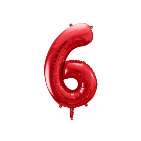 Zahlenballon - Rot, 86 cm - Zahl: 6 Zahlenballon - Rot, 86 cm - Zahl: 6