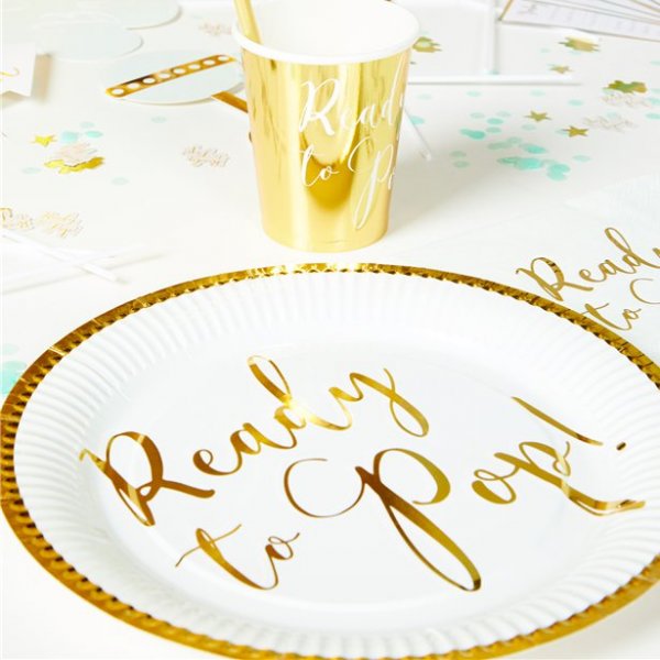 Pappteller - Ready to Pop - Mint/Gold - 8er-Pack Pappteller - Ready to Pop - Mint/Gold - 8er-Pack