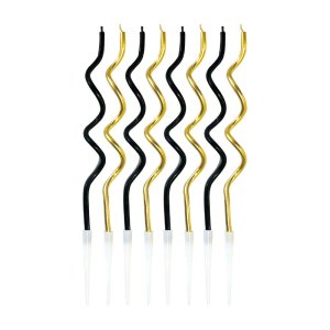 Kuchenkerzen - Spirale - Gold/Schwarz - 8er-Pack Kuchenkerzen - Spirale - Gold/Schwarz - 8er-Pack
