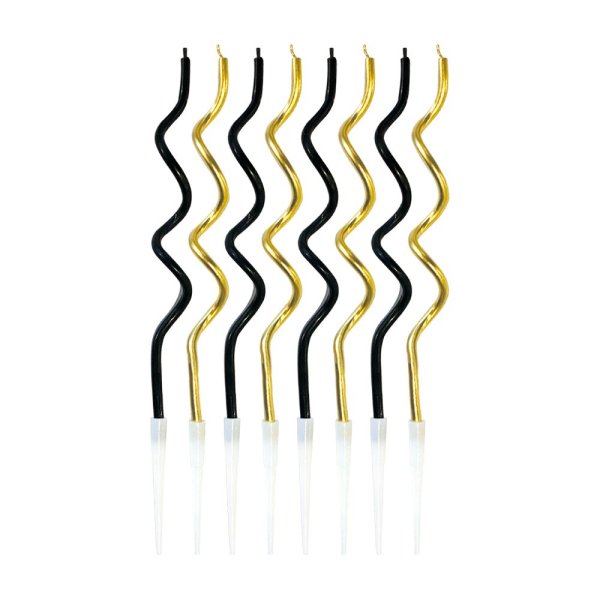 Kuchenkerzen - Spirale - Gold/Schwarz - 8er-Pack Kuchenkerzen - Spirale - Gold/Schwarz - 8er-Pack