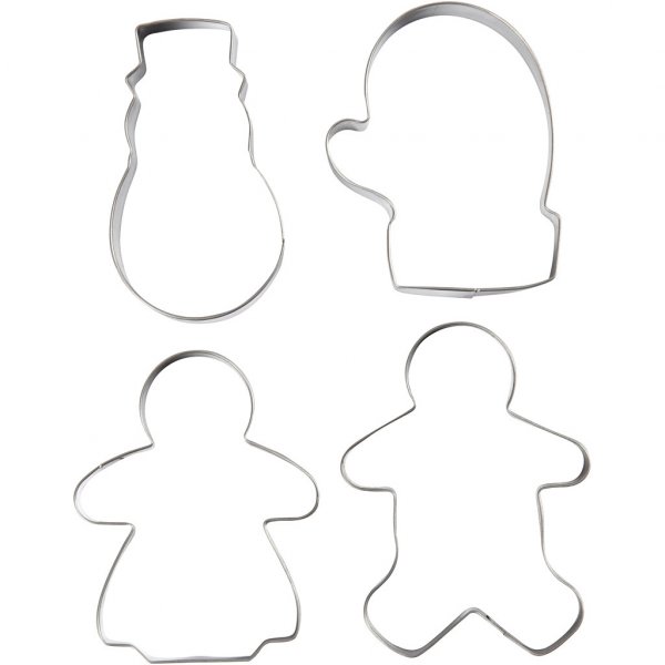 Lebkuchenformen - 4er-Pack - Schneemann/Handschuh/Kaugummi/Alter Mann