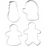 Lebkuchenformen - 4er-Pack - Schneemann/Handschuh/Kaugummi/Alter Mann