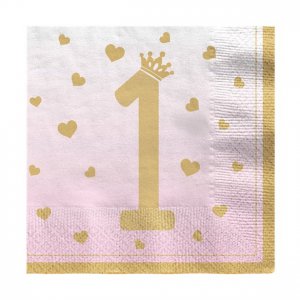 Servietten - 1. Geburtstag - Rosa/Gold - 20er-Pack Servietten - 1. Geburtstag - Rosa/Gold - 20er-Pack