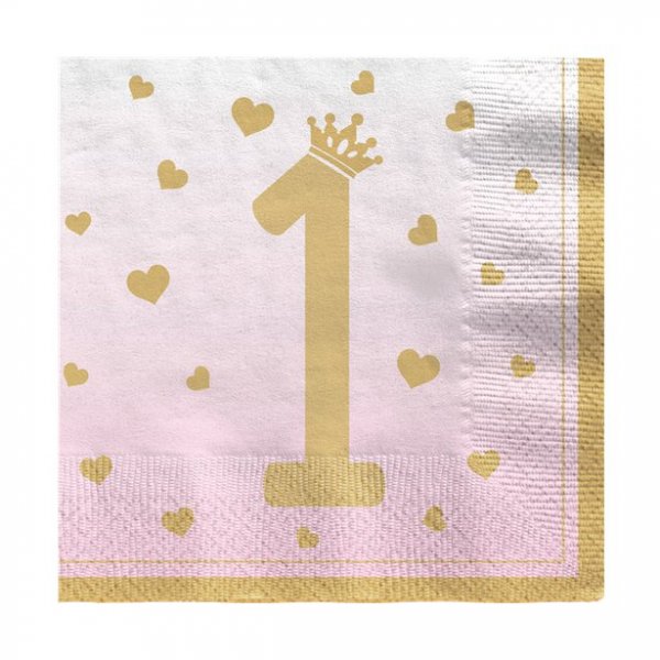 Servietten - 1. Geburtstag - Rosa/Gold - 20er-Pack Servietten - 1. Geburtstag - Rosa/Gold - 20er-Pack