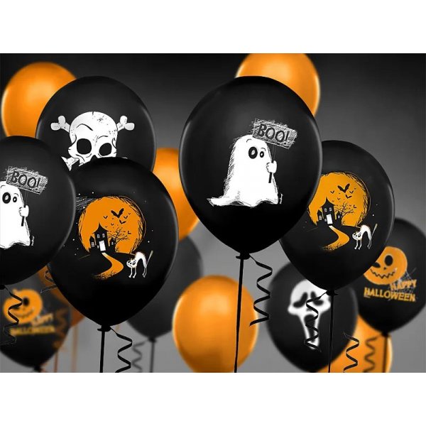 Luftballons - Halloween Schwarz - Geist und Spukhaus - 50er-Pack
