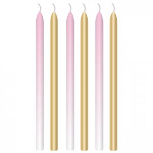 Lange Kuchenkerzen - 6er-Pack - Rosa/Gold Lange Kuchenkerzen - 6er-Pack - Rosa/Gold