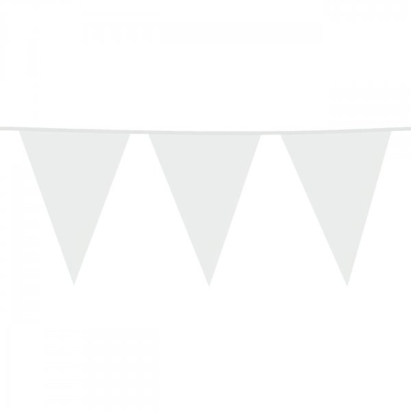 Girlande - Gro�e Wimpel - Wei� - 10 m