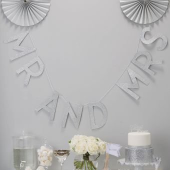 Girlande - Mr & Mrs - Silberglitter Girlande - Mr & Mrs - Silberglitter