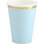Pappbecher - Hellblau - Goldrand - 6er-Pack
