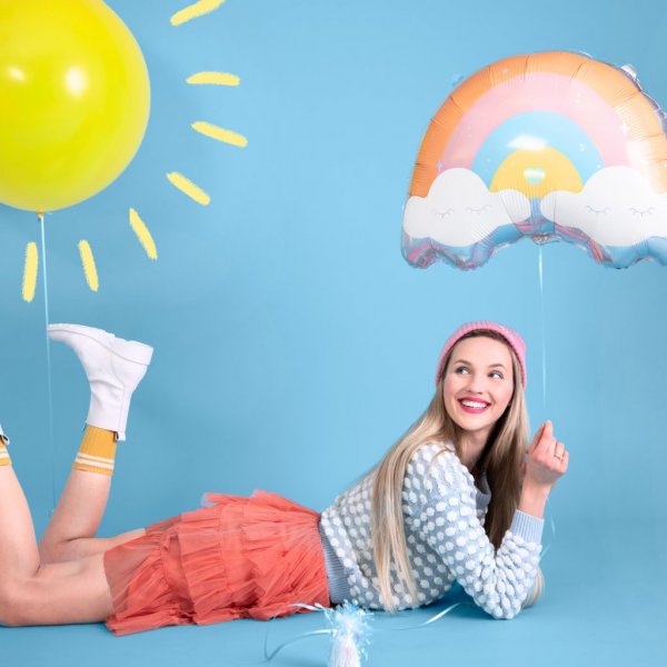 Folienballon - Regenbogen/Wolke - Pastell