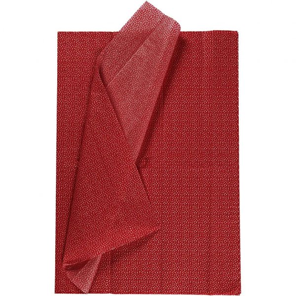 Seidenpapier - 6er-Pack - Rot mit weien Punkten