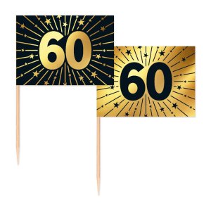 Party Picks - 60 Jahre - Gold - 50er-Packung Party Picks - 60 Jahre - Gold - 50er-Packung