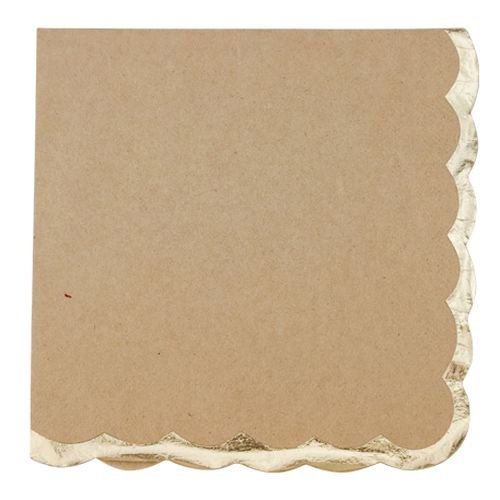 Servietten - Braun mit Goldrand - 16er-Packung Servietten - Braun mit Goldrand - 16er-Packung
