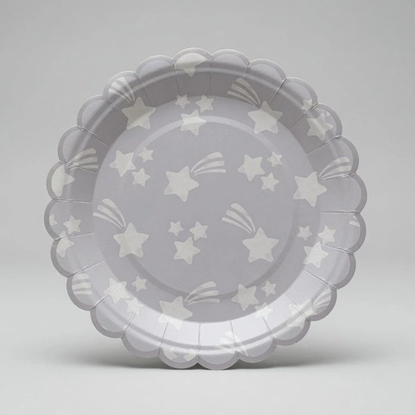 Pappteller - Sterne - 17 cm - Lavendelblau - 8er-Pack