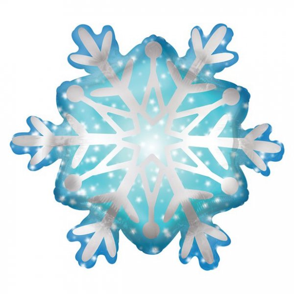 Folienballon - Schneeflocke - Blau/Wei�