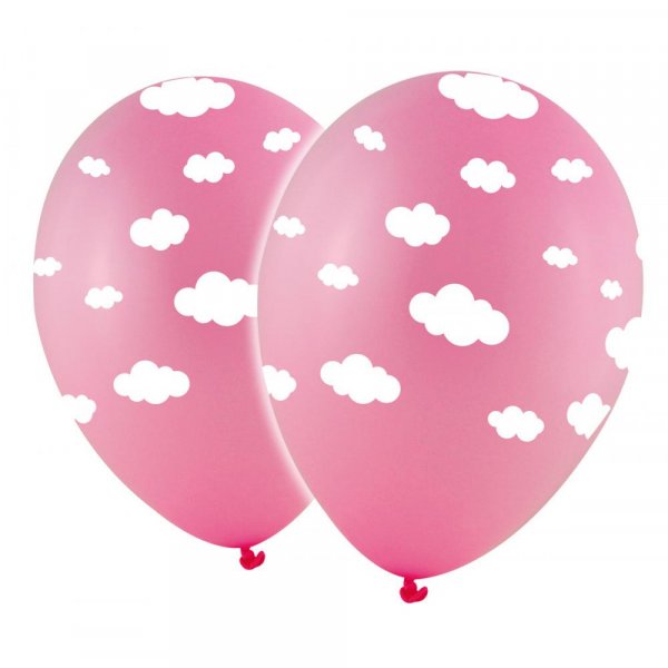Luftballons - Rosa mit weien Wolken - 10er-Pack