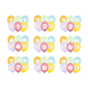 Ballonstrauß - 30 cm - Happy Birthday - 6er-Pack Ballonstrauß - 30 cm - Happy Birthday - 6er-Pack
