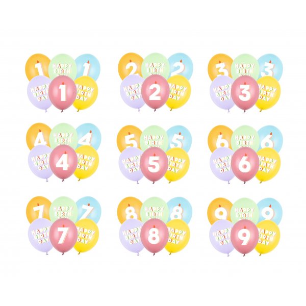 Ballonstrau� - 30 cm - Happy Birthday - 6er-Pack