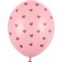 Luftballons - Hellrosa mit roten Herzen - 6er-Pack