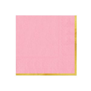 Servietten - Rosa mit Goldrand - 10er-Packung Servietten - Rosa mit Goldrand - 10er-Packung