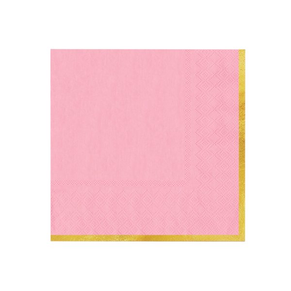 Servietten - Rosa mit Goldrand - 10er-Packung Servietten - Rosa mit Goldrand - 10er-Packung