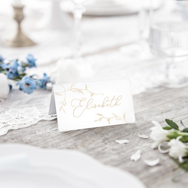 Platzierungskarten - Zweige - Weiß/Gold - 10er-Pack Platzierungskarten - Zweige - Weiß/Gold - 10er-Pack