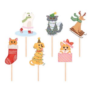 Tortenaufsätze - Weihnachtsmotiv - Tiere - 6er-Pack Tortenaufsätze - Weihnachtsmotiv - Tiere - 6er-Pack