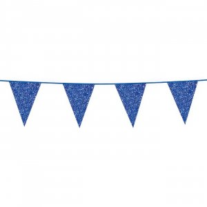 Wimpelkette, blauer Glitzer, 6 m Wimpelkette, blauer Glitzer, 6 m