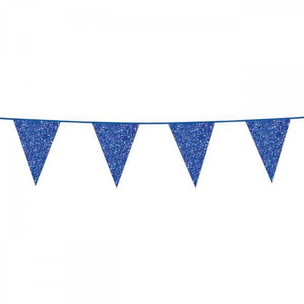 Wimpelkette, blauer Glitzer, 6 m Wimpelkette, blauer Glitzer, 6 m