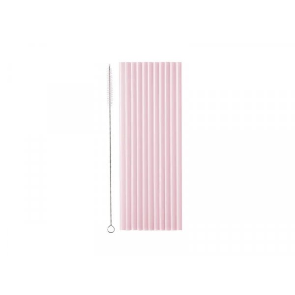 Strohhalme - Wiederverwendbarer Kunststoff - Rosa - 12er-Packung