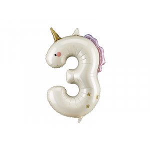Folienballon Nummer 3 Einhorn - Mix Folienballon Nummer 3 Einhorn - Mix