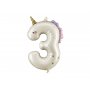 Folienballon Nummer 3 Einhorn - Mix