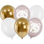 Ballonstrau - Teddybr/Goldchrom - 6er-Pack