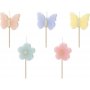 Kuchenkerzen - Schmetterlinge/Blumen - 5er-Pack