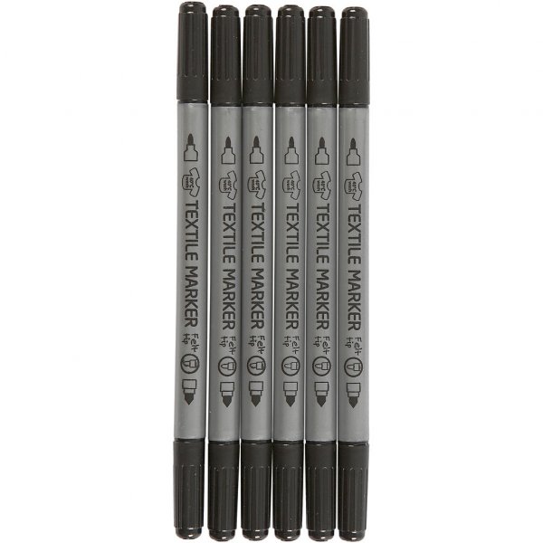 Textilstifte - 6er-Pack - Schwarz